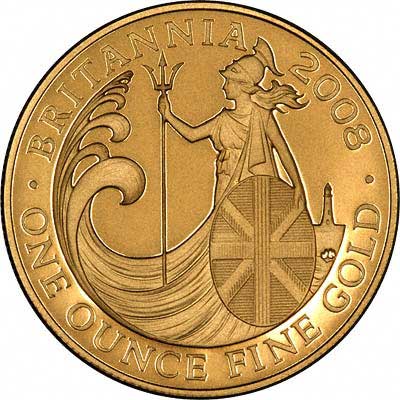 Reverse of 2008 One Ounce Gold Bullion Britannia