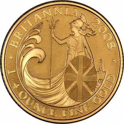 Reverse of 2008 Quarter Ounce Gold Proof Britannia