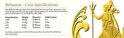 2008 Britannia 4 Coin Gold Proof Collection Specification