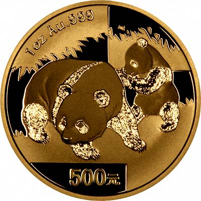 Reverse Design of a Year 2001 Chinese One Ounce Gold Kangaroo Panda Coin