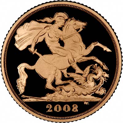 St George Reverse on the 2008 Proof Half Sovereign