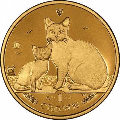 Our 2008 One Ounce Gold Manx Burmilla Cat Crown Reverse Photograph