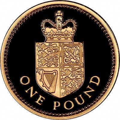 Royal Shield on Reverse of 2008 Proof Gold One Pound Coin