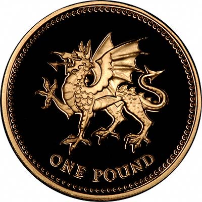Welsh Dragon on Reverse of 2008 Proof Gold One Pound Coin