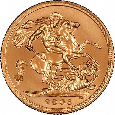 Our 2008 Uncirculated Gold Sovereign Reverse Photo