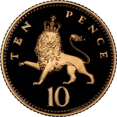 Reverse of Gold Proof Ten Pence from Emblems of Britain Set