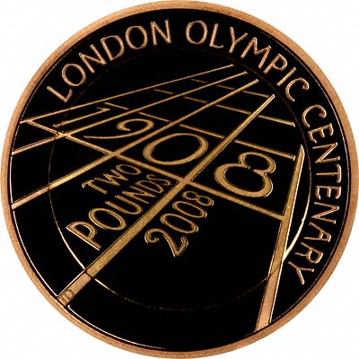 Reverse of 2008 London 1908 Olympics Gold Proof Two Pounds