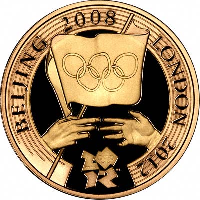 Reverse of 2008 Olympic Games Handover Ceremony Gold Proof Two Pound