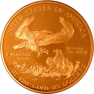 Reverse of 2008 Gold Proof Half Ounce Eagle
