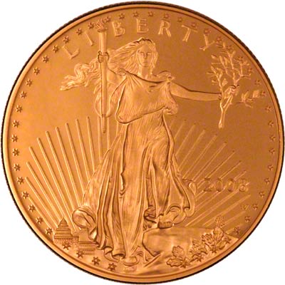 Obverse of 2008 Gold Proof One Ounce Eagle
