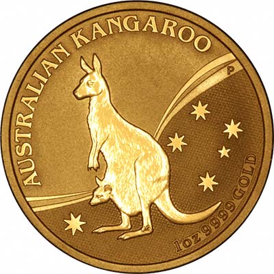 Reverse of One Ounce Australian Gold Kangaroo Nugget