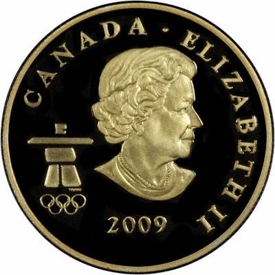 Reverse of 2009 Canadian $75 - Vancouver 2010 Winter Olympic Gold Coin