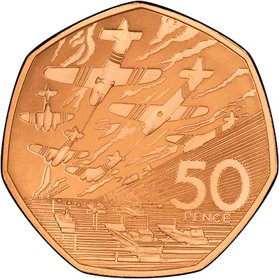Reverse of 1994 D-Day Landings Gold Proof Fifty Pence