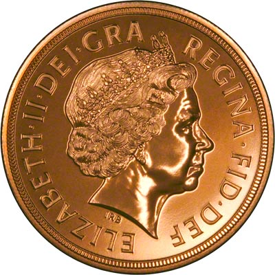 Obverse of the 2009 Brilliant Uncirculated Five Pound Gold Coin