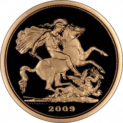 Reverse of 2009 Gold Proof Five Pounds