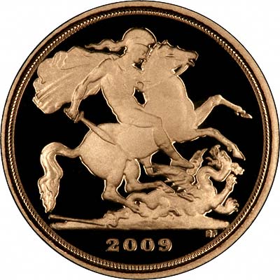 Reverse of 2009 Gold Proof Quarter Sovereign
