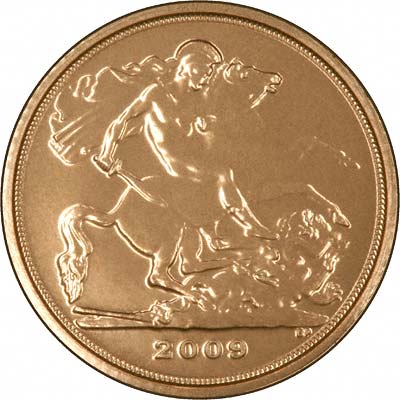 Reverse of 2009 'Bullion' Quarter Sovereign