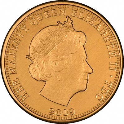 Obverse of 2009 Gold Proof Half Sovereign