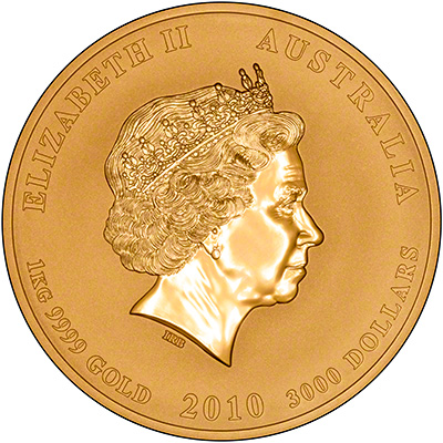 Obverse of 2010 Australian Year of the Tiger 1kg Gold Coin