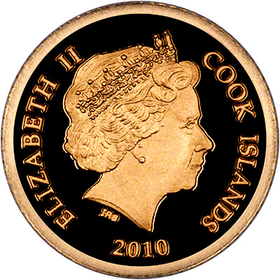 Obverse of 2010 Cook Islands Gold Proof Five Dollars