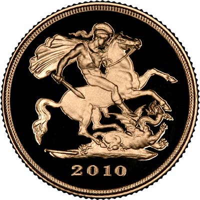 St George Reverse on the 2010 Gold Proof Half Sovereign