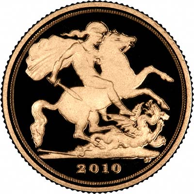Reverse of 2010 Gold Proof Quarter Sovereign