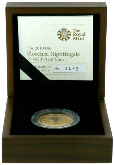 2010 Florence Nightingale Gold Proof Two Pound Coin in Presentation Box