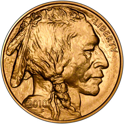 Obverse of 2010 One Ounce Gold Buffalo