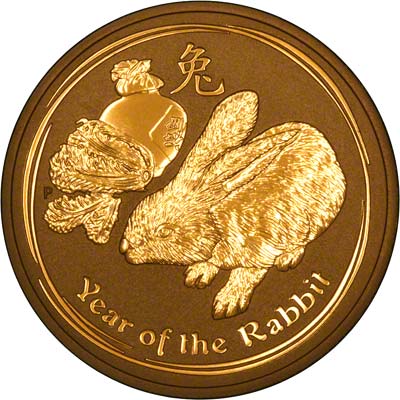 Reverse of 2011 Australian Year of the Rabbit One Ounce Gold Coin