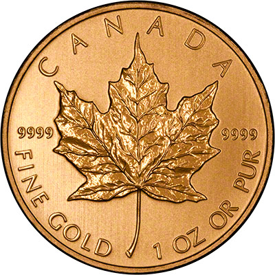 Reverse of 2011 Canadian One Ounce Gold Maple Leaf - 50 Dollars