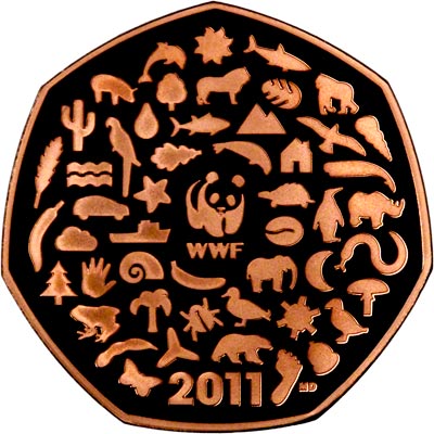 Reverse of 2011 WWF Fifty Pence Gold Proof