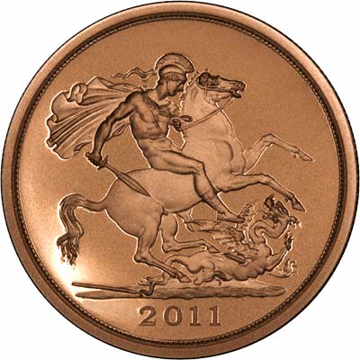 Reverse of 2011 Gold Proof Five Pounds