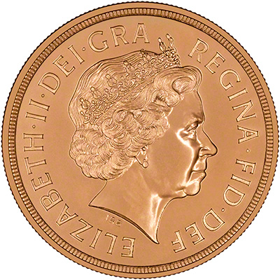Obverse of 2011 Brilliant Uncirculated Five Pounds Gold Coin