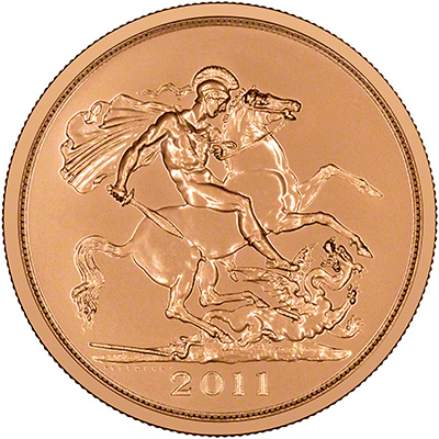 Reverse of 2011 Brilliant Uncirculated Five Pounds Gold Coin