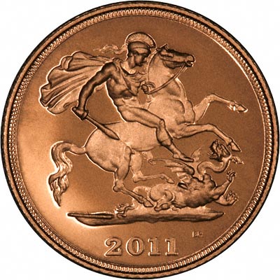 St George Reverse on the 2011 Gold Proof Half Sovereign