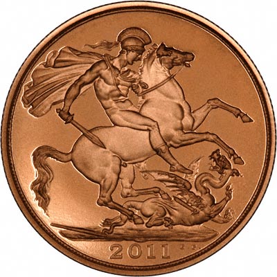 Reverse of 2011 Gold Proof Double Sovereign