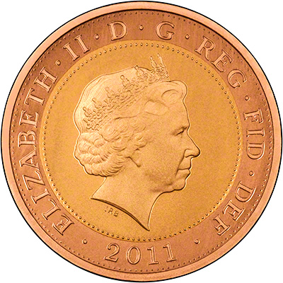 Obverse of Gold Two Pounds