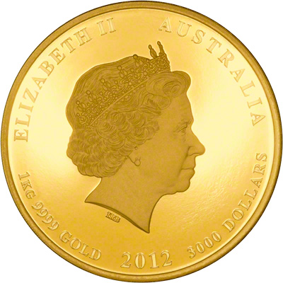 Obverse of 2012 Australian Diamond Jubilee One Kilo Gold Proof Coin
