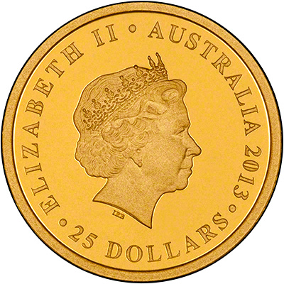 Obverse of 2013 Australian 60th Anniversary of Queen Elizabath II Coronation Gold Proof Coin