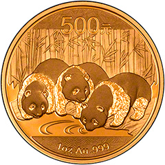 Reverse of 2013 One Ounce Gold Panda Coin