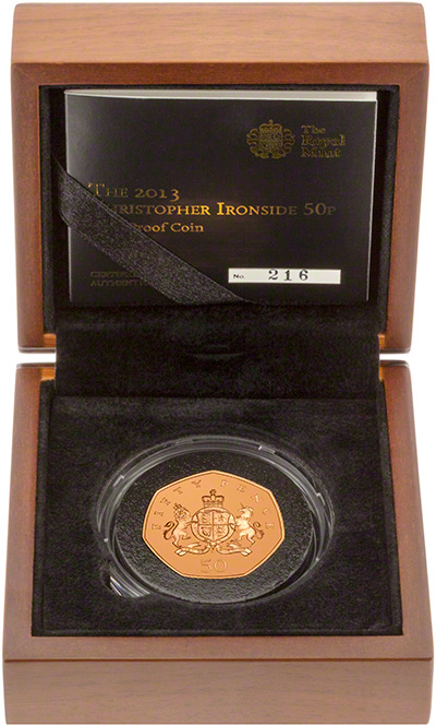 2013 100th Anniversary of the Birth of Christopher Ironside Gold Proof Fifty Pence in Box