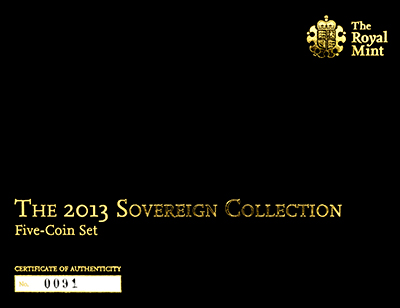 Obverse of 2013 Five Coin Gold Proof Set Certificate