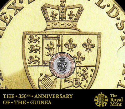 2013 350th Anniversary of the Guinea Two Pound Coin in Folder Obverse
