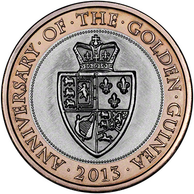 2013 350th Anniversary of the Guinea Two Pound Coin Reverse