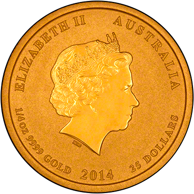 Reverse of 2014 Australian Year of the Horse Quarter Ounce Gold Coin