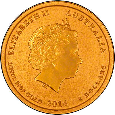 Reverse of 2014 Australian Year of the Horse Twentieth Ounce Gold Coin