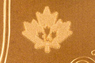 2014 Canadian One Ounce Gold Maple Micro Engraved Security Privy Mark