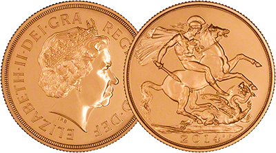 2014 Brilliant Uncirculated Double Sovereign Obverse & Reverse Overlay
