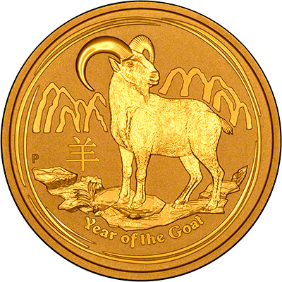 Reverse of 2015 Australian Year of the Goat One Ounce Gold Coin