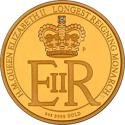  Australian Longest Reigning Monarch Gold Proof Two Ounce Coin Reverse